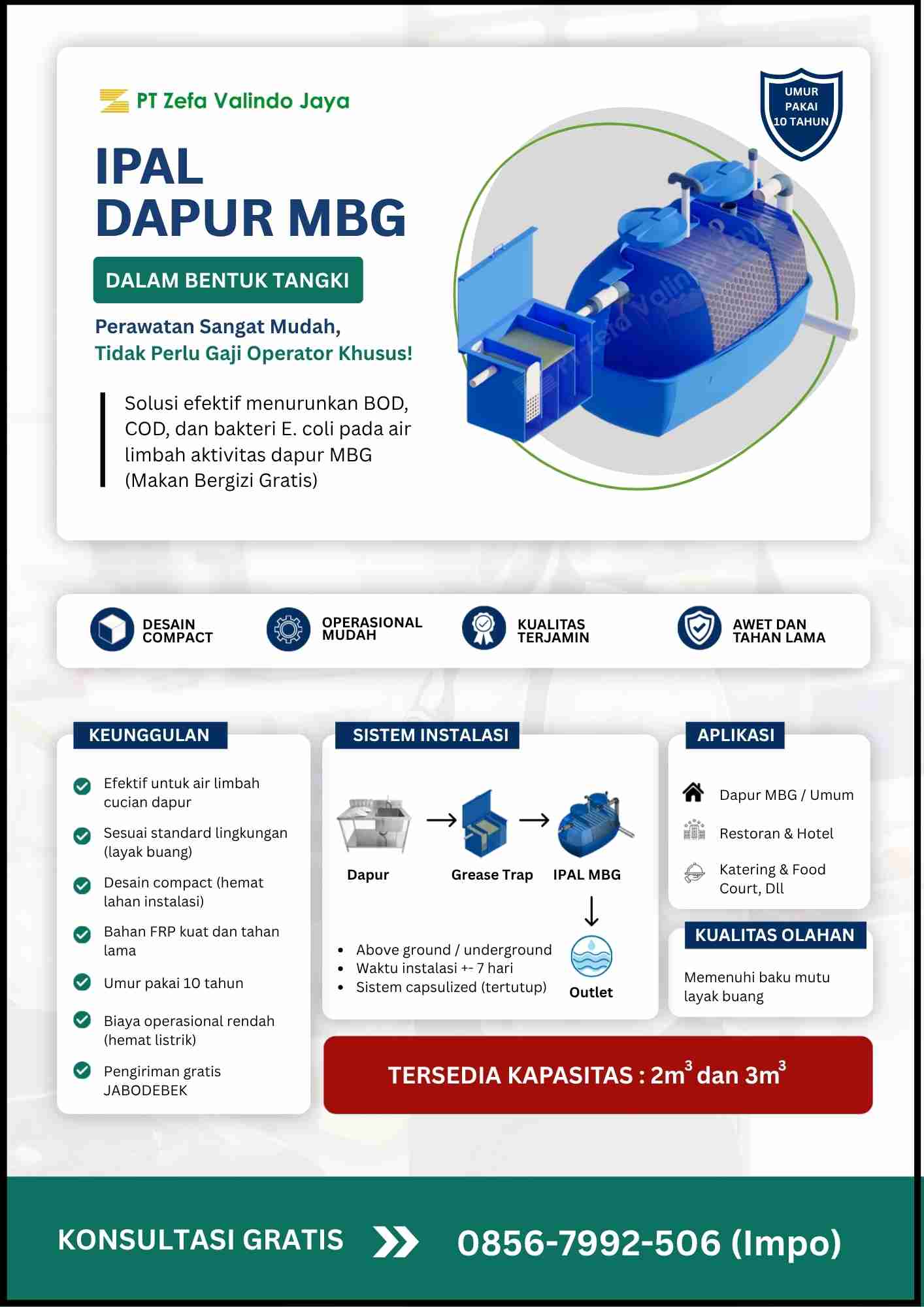 harga ipal dapur mbg (makan bergizi gratis)