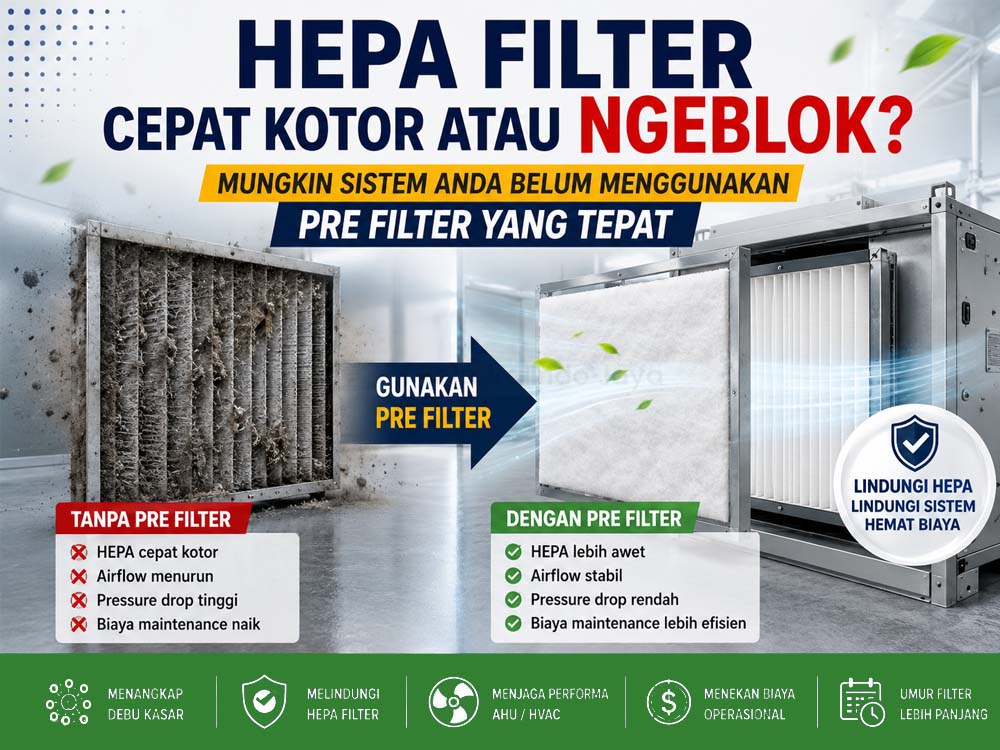 HEPA Filter Cepat Kotor atau Ngeblok? Mungkin Sistem Anda Belum Menggunakan Pre Filter yang Tepat