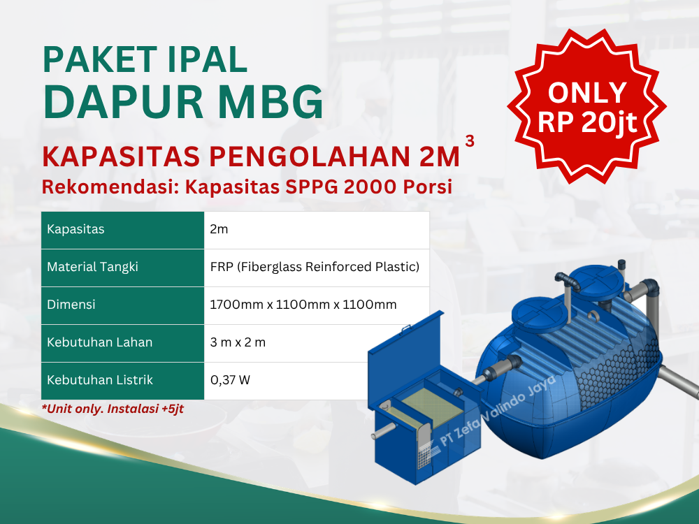 Harga IPAL Dapur MBG Kapasitas 2000 porsi - PT Zefa Valindo Jaya