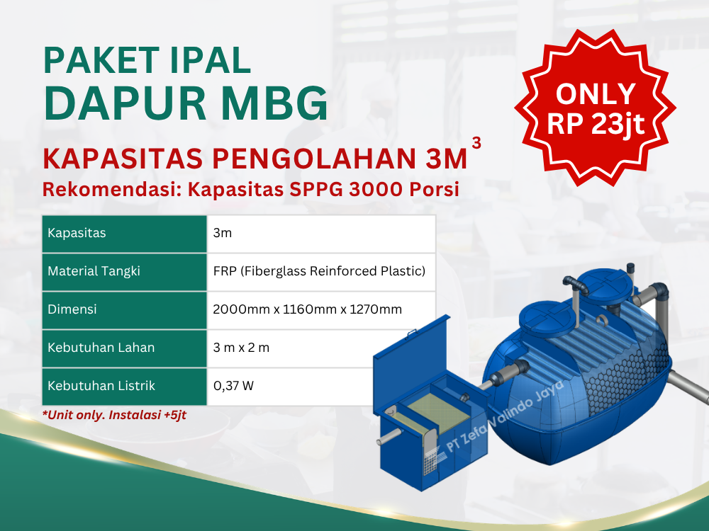 Paket IPAL Dapur MBG Kapasitas 3m3 (3000 Porsi) - Hanya 23jt